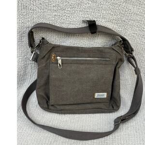 Travelon Grey Canvas Crossbody Mail Pouch Purse #67149
